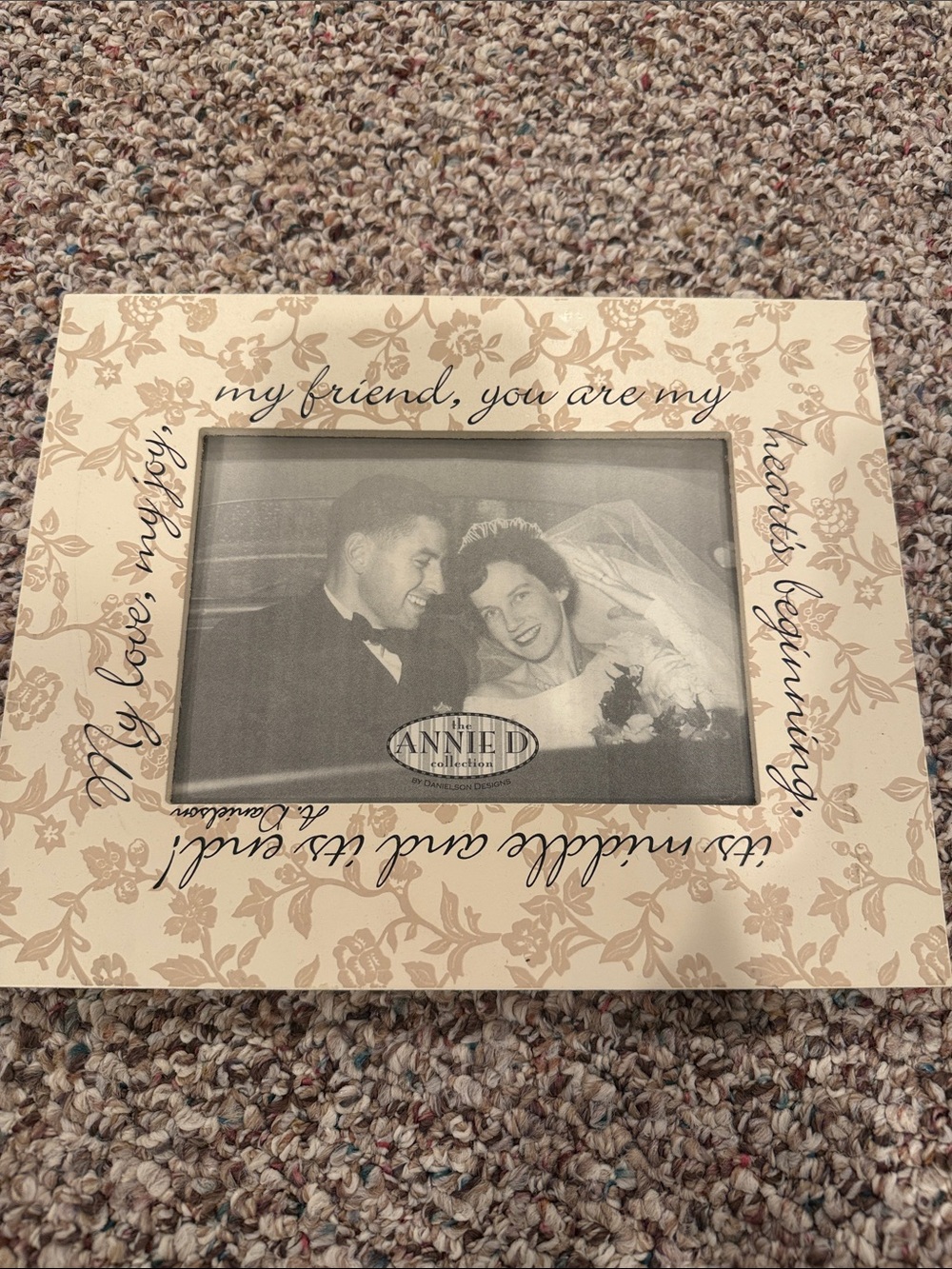 Cream Floral Sentiment Picture Frame